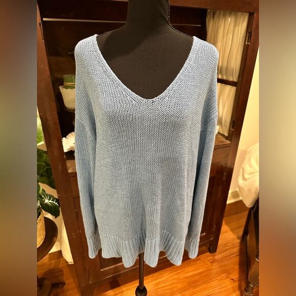 Theory V-Neck Sweater in Knit Linen - Picture 4 of 14
